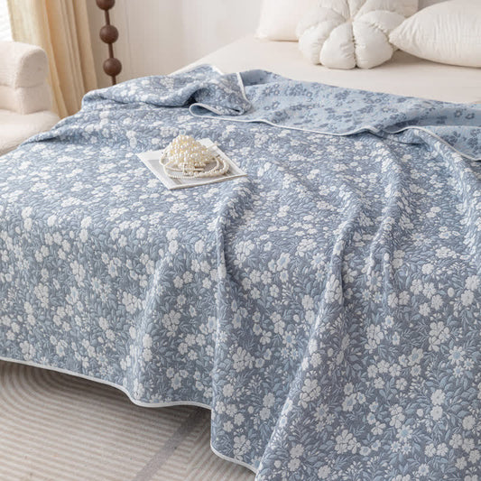 Cotton Gauze Floral Jacquard Reversible Quilt