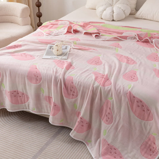 Cotton Gauze Fruits Jacquard Reversible Quilt