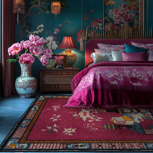 Elegant Vase Flowers Anti-slip Washable Area Rug