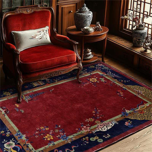Anti-slip Washable Elegant Flowers Area Rug