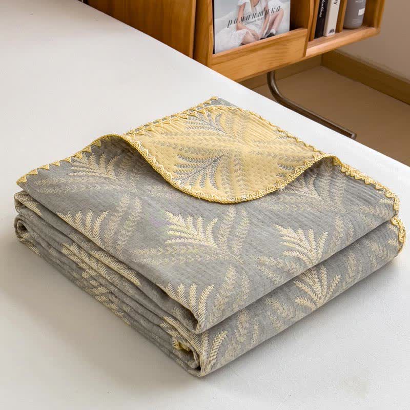 Simple Printed Cotton Layers Gauze Reversible Coverlet