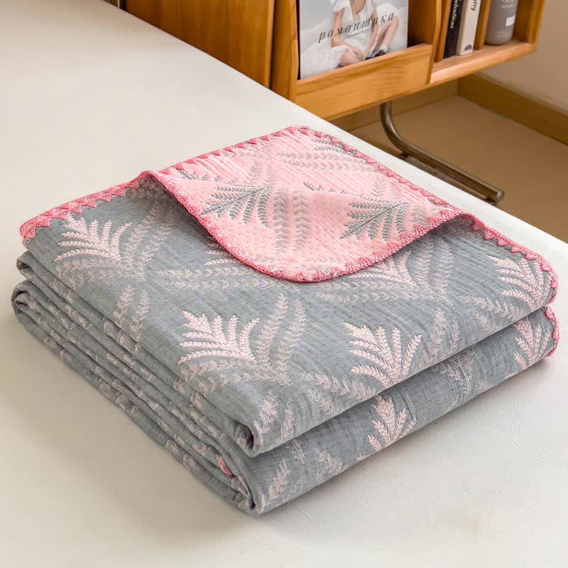 Simple Printed Cotton Layers Gauze Reversible Coverlet