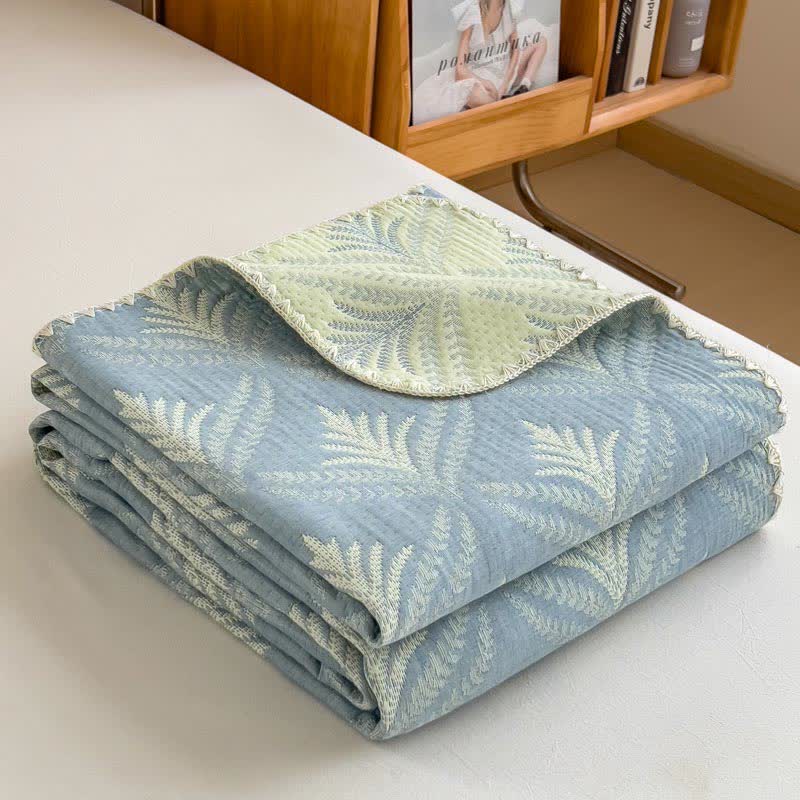 Simple Printed Cotton Layers Gauze Reversible Coverlet