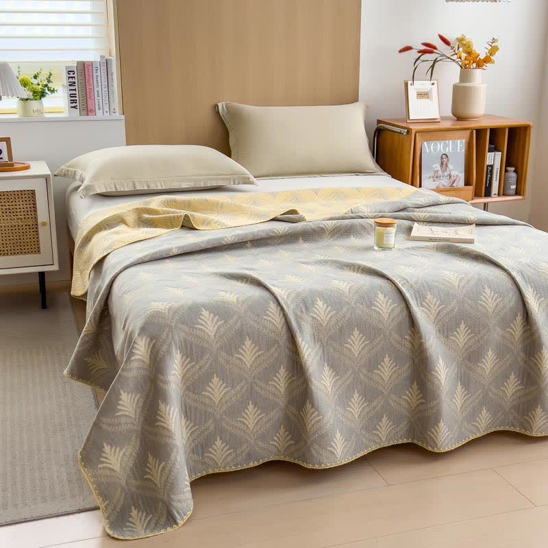 Simple Printed Cotton Layers Gauze Reversible Coverlet