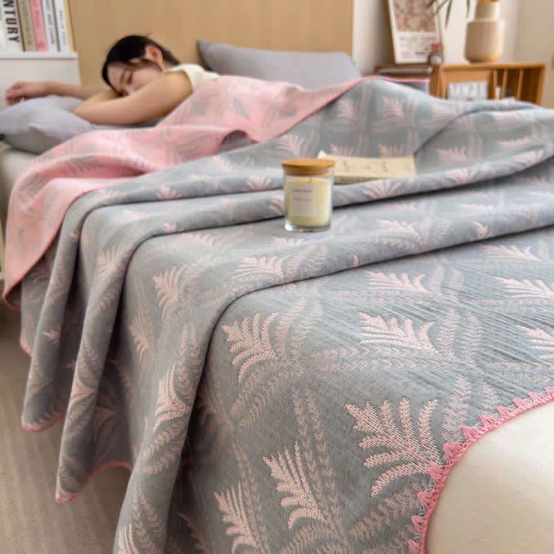 Simple Printed Cotton Layers Gauze Reversible Coverlet