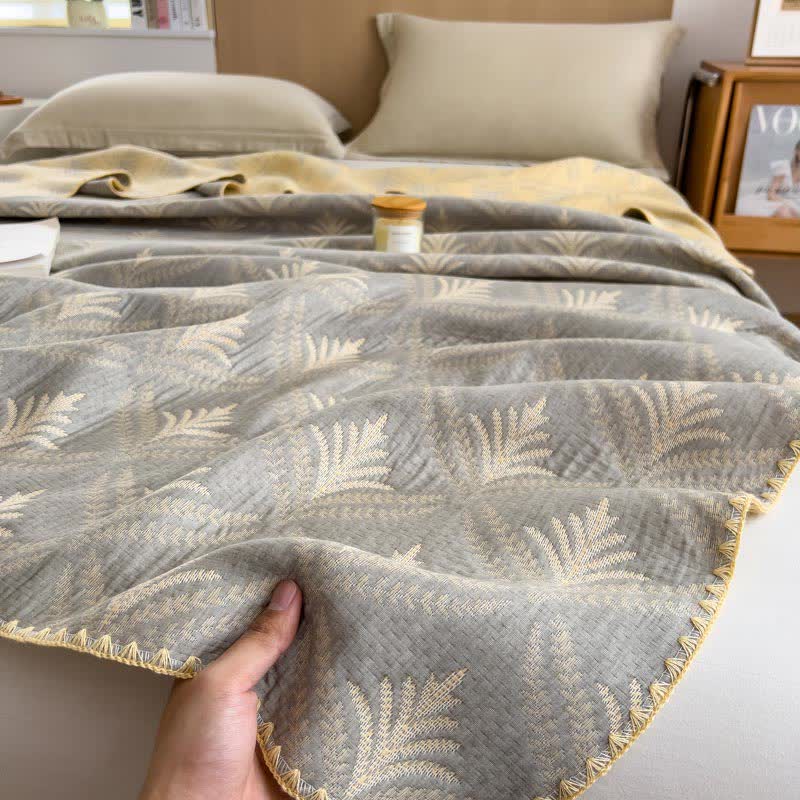 Simple Printed Cotton Layers Gauze Reversible Coverlet