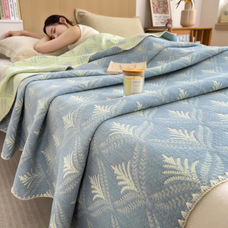 Simple Printed Cotton Layers Gauze Reversible Coverlet
