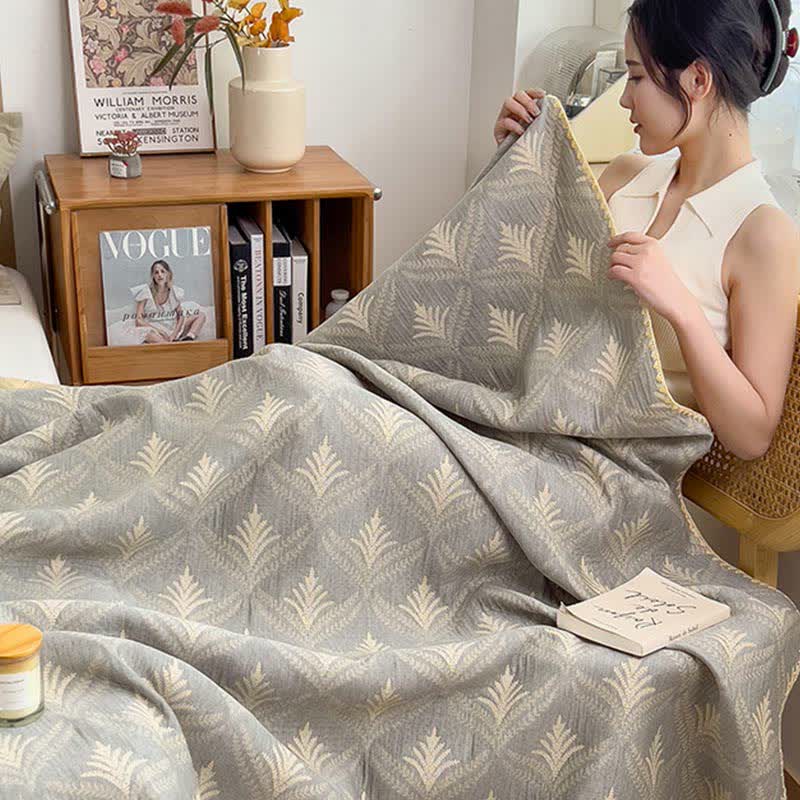 Simple Printed Cotton Layers Gauze Reversible Coverlet