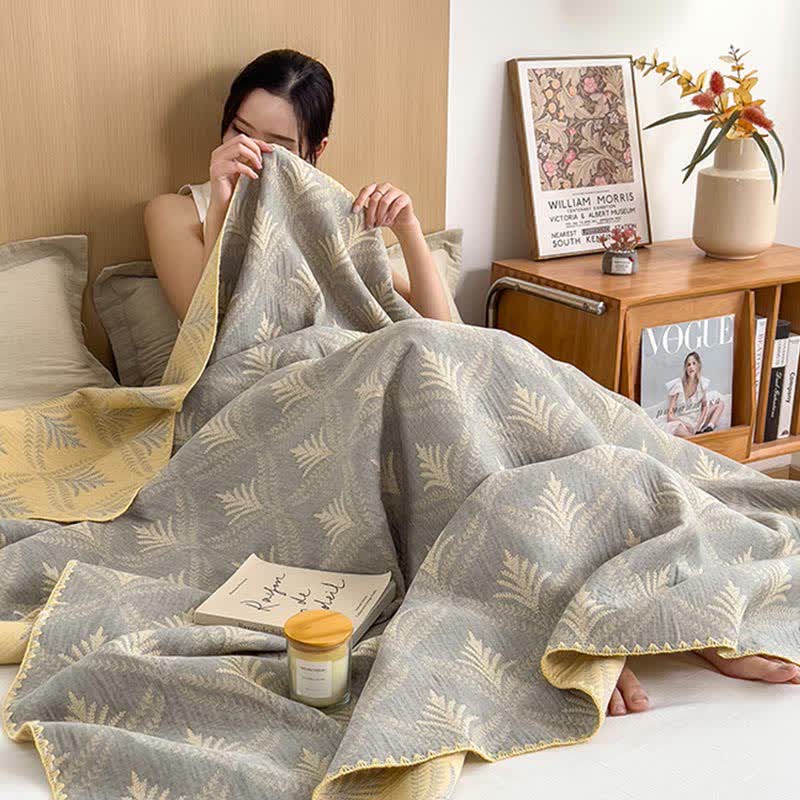 Simple Printed Cotton Layers Gauze Reversible Coverlet