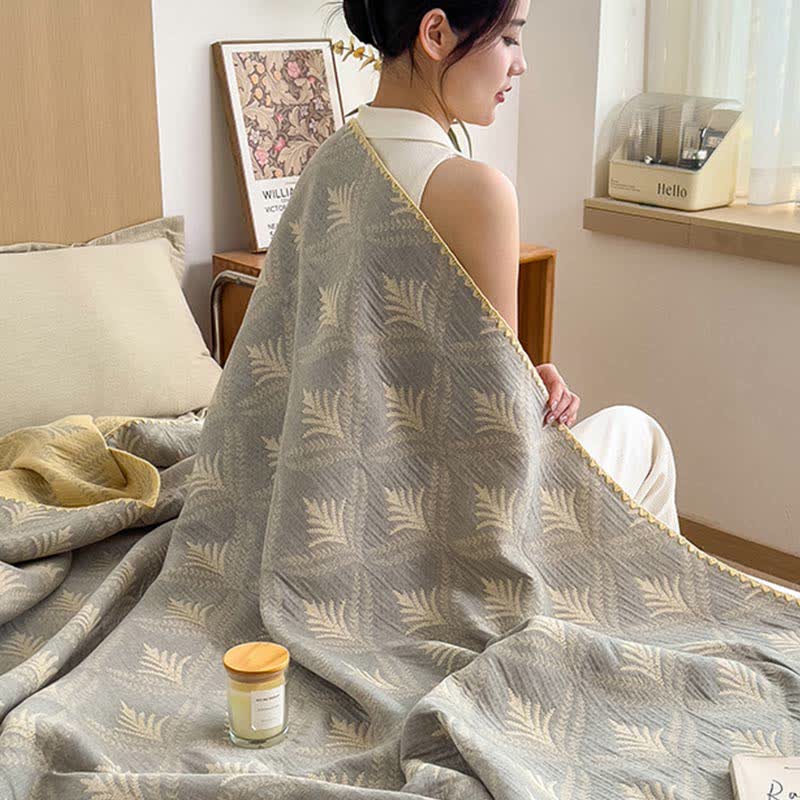 Simple Printed Cotton Layers Gauze Reversible Coverlet