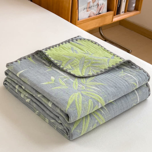 Bamboo Print Cotton Layers Gauze Reversible Coverlet