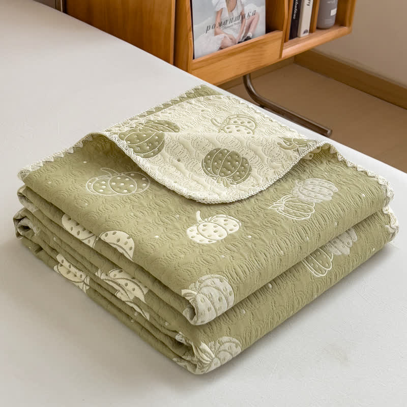 Pumpkin Print Cotton Layers Gauze Reversible Coverlet