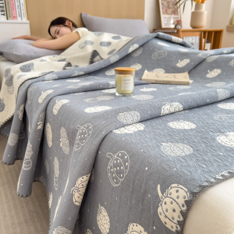 Pumpkin Print Cotton Layers Gauze Reversible Coverlet