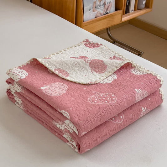 Pumpkin Print Cotton Layers Gauze Reversible Coverlet