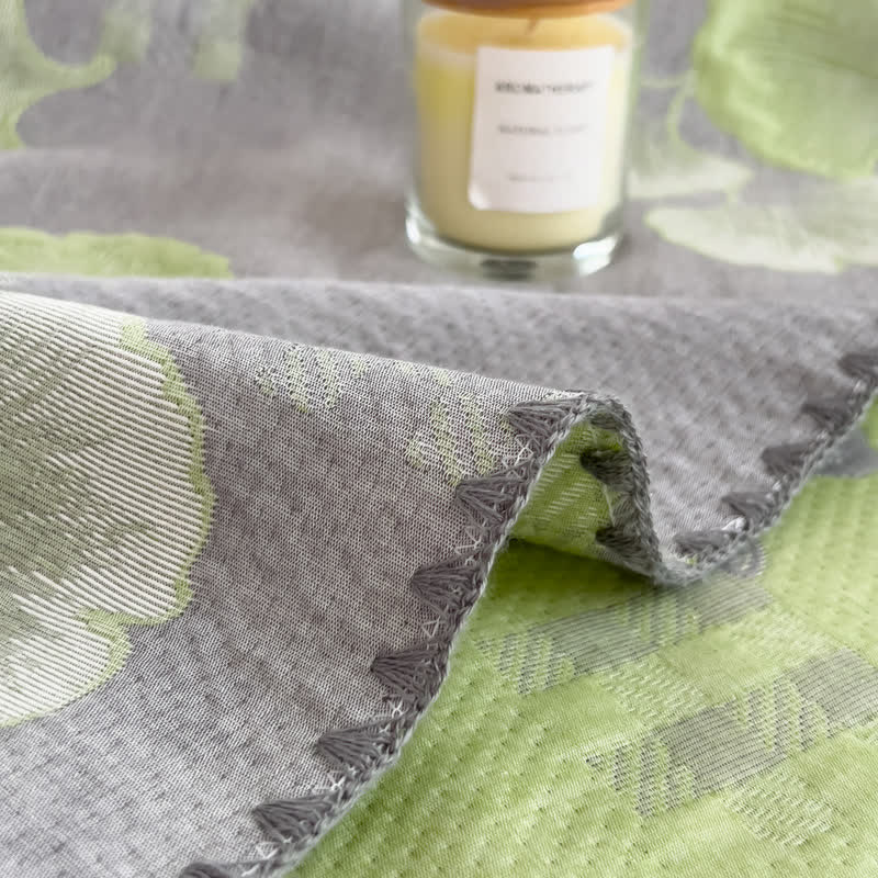Ginkgo Leaf Cotton Layers Gauze Reversible Coverlet