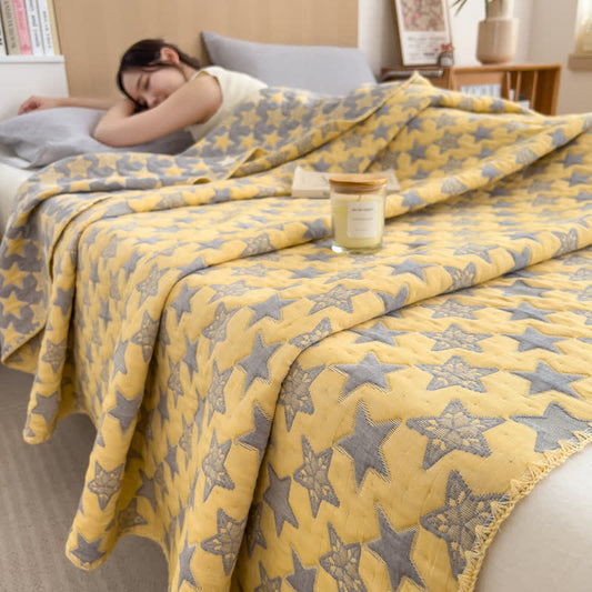 Star Print Cotton Layers Gauze Reversible Coverlet