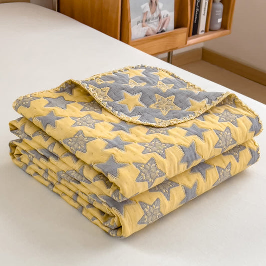 Star Print Cotton Layers Gauze Reversible Coverlet