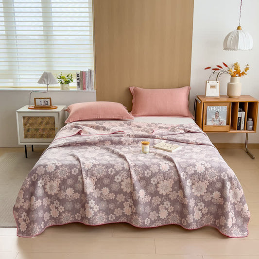 Rural Flower Cotton Layers Gauze Reversible Coverlet