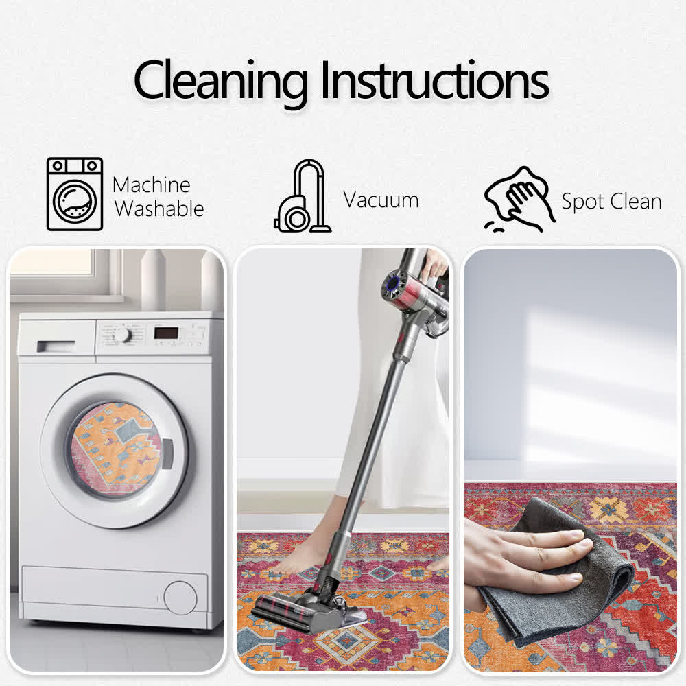 Retro Persian Geometric Anti-slip Indoor Outdoor Rug