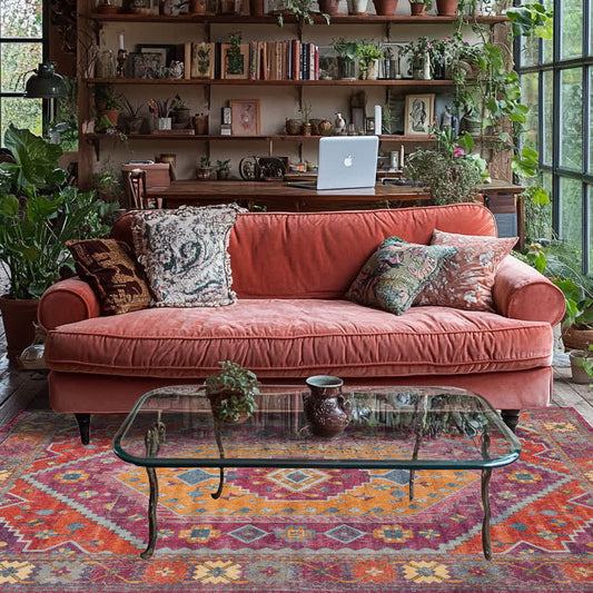 Retro Persian Geometric Anti-slip Indoor Outdoor Rug