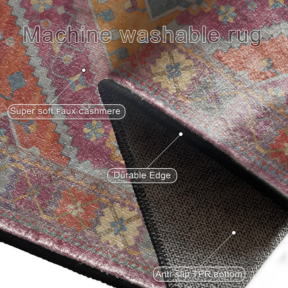 Retro Persian Geometric Anti-slip Indoor Outdoor Rug
