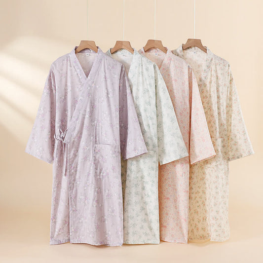 Floral Cotton Gauze Nightgown Home Wear
