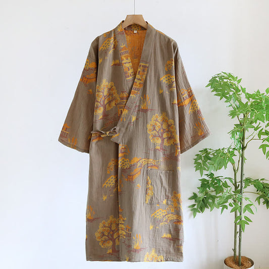 Vintage Kimono Cotton Yarn-dyed Jacquard Cotton Bathrobe