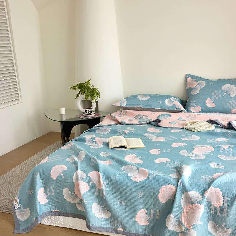Ginkgo Leaf Jacquard Three-layer Cotton Quilt
