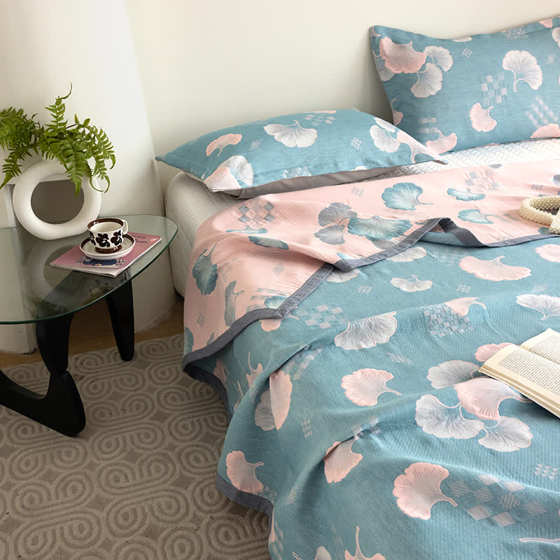 Ginkgo Leaf Jacquard Three-layer Cotton Quilt