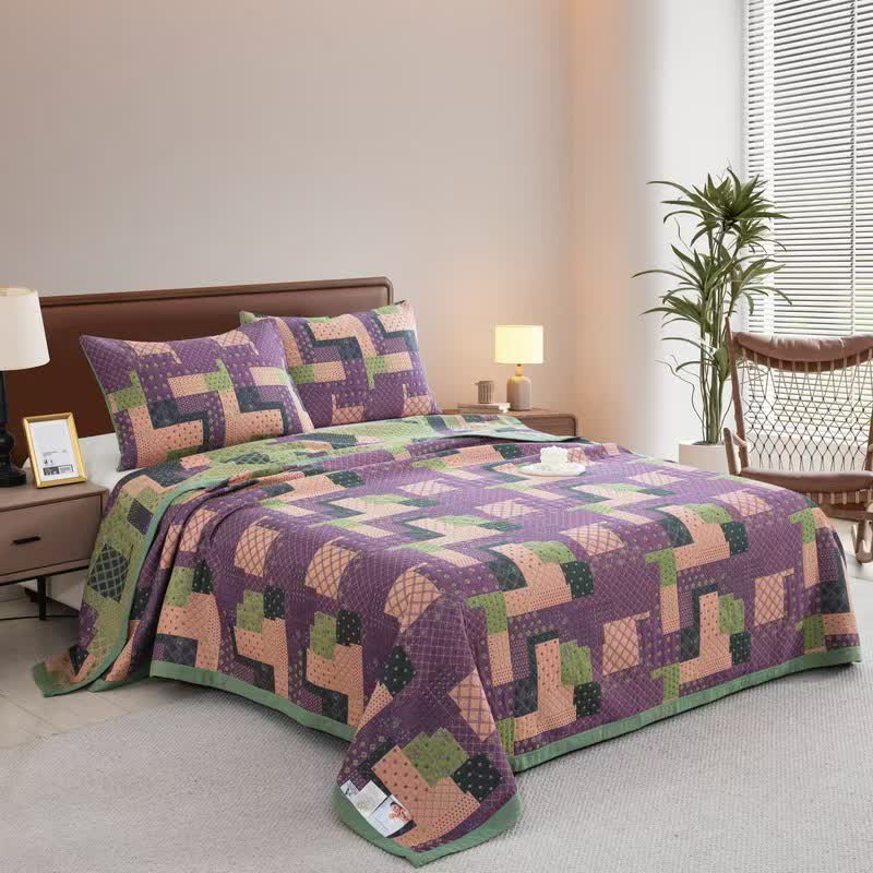 Vintage Patchwork Cotton Gauze Jacquard Coverlet
