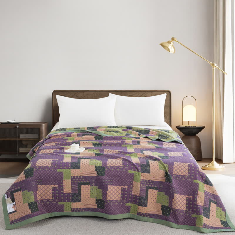 Vintage Patchwork Cotton Gauze Jacquard Coverlet