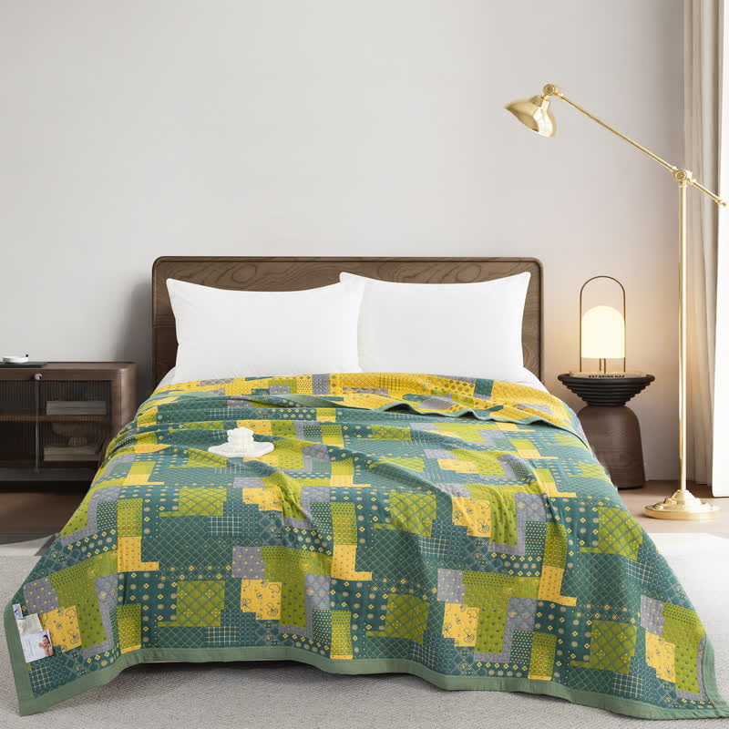Vintage Patchwork Cotton Gauze Jacquard Coverlet