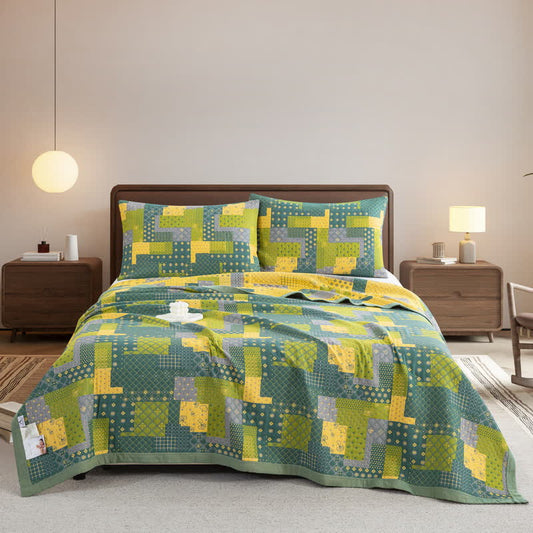 Vintage Patchwork Cotton Gauze Jacquard Coverlet