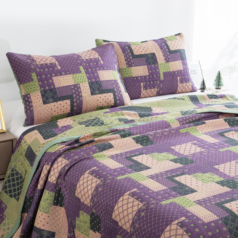 Vintage Patchwork Cotton Gauze Jacquard Coverlet