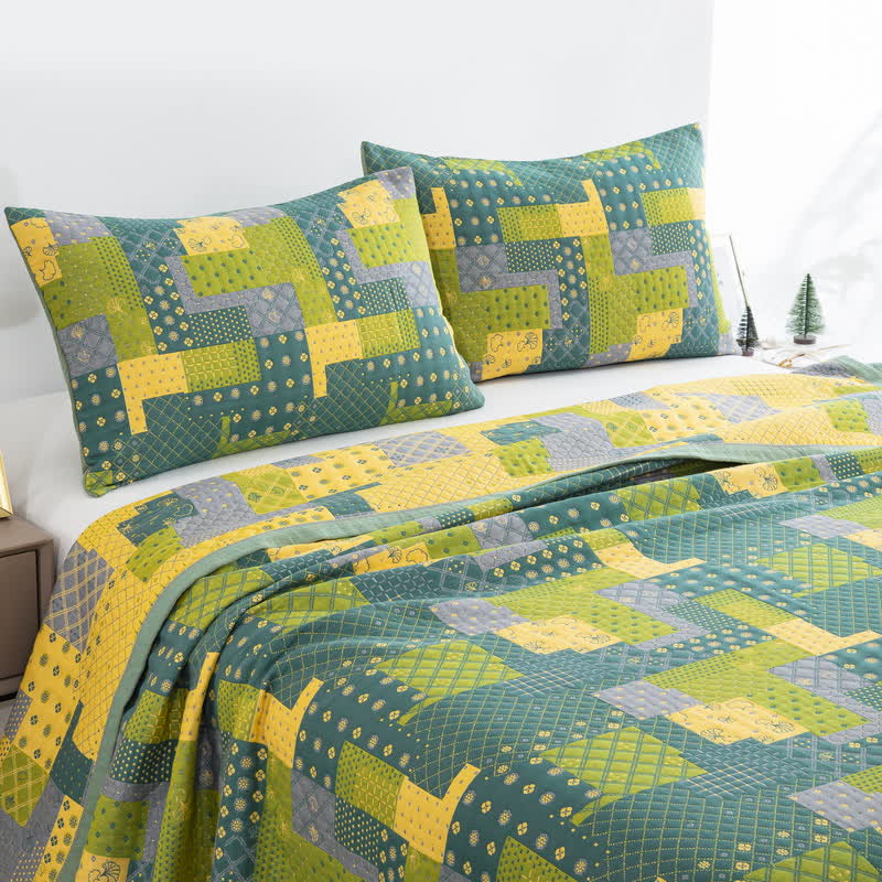 Vintage Patchwork Cotton Gauze Jacquard Coverlet