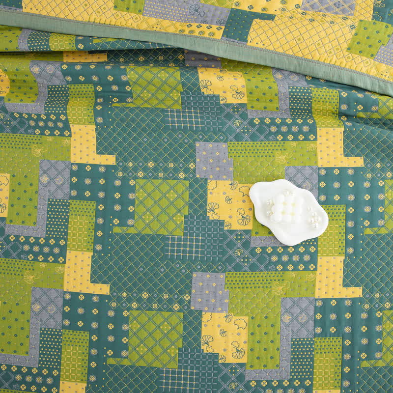 Vintage Patchwork Cotton Gauze Jacquard Coverlet