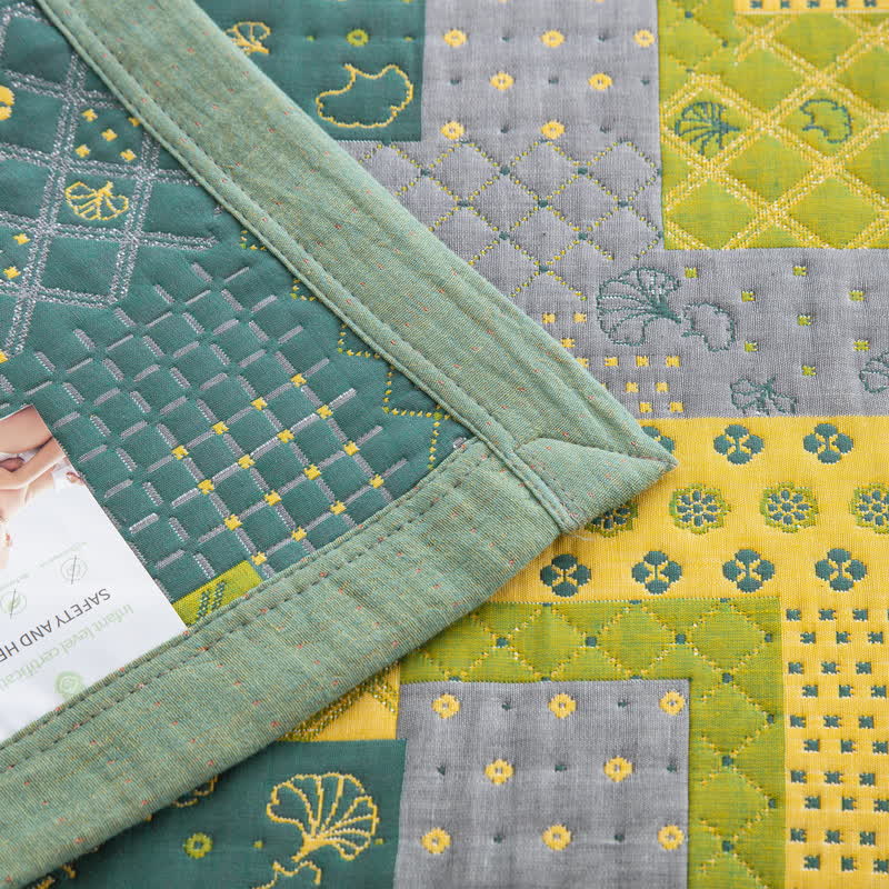 Vintage Patchwork Cotton Gauze Jacquard Coverlet
