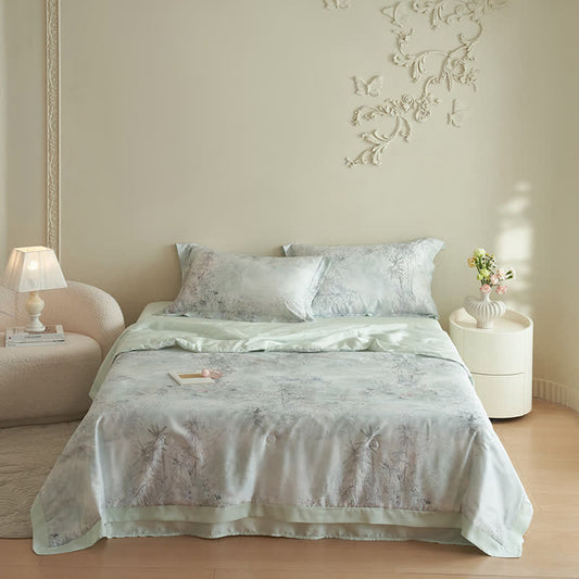 Elegant Bamboo Print Summer Bedding Set(4pcs)