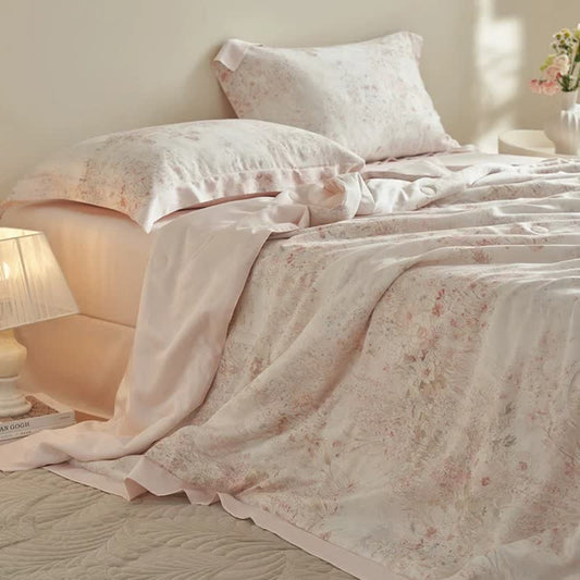Pastoral Pink Floral Summer Bedding Set(4pcs)