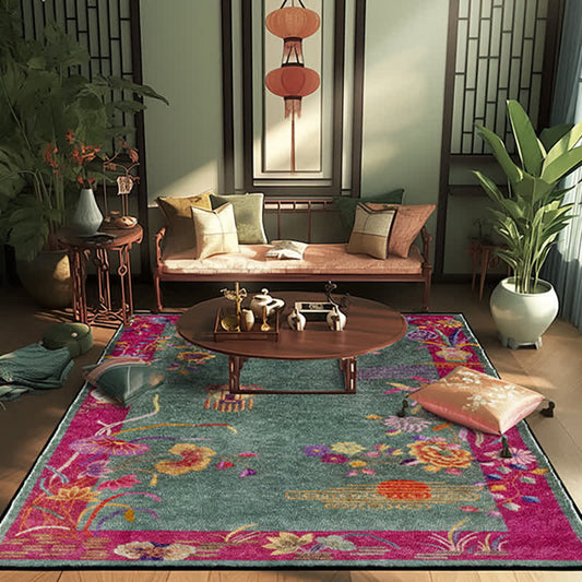 Oriental Floral Anti-slip Washable Area Rug