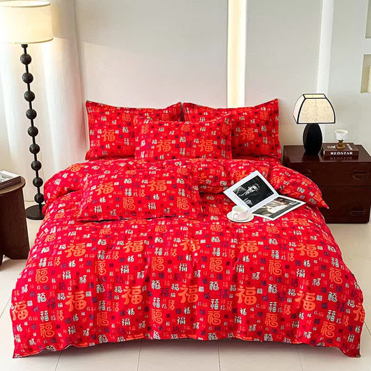 Retro Auspicious Soft Cotton Gauze Bedding(4PCS)