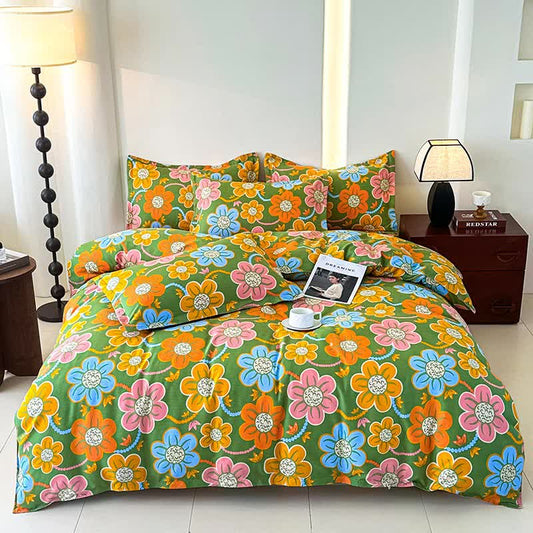 Country Style Floral Soft Cotton Gauze Bedding Set(4PCS)