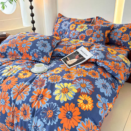 Retro Daisy Soft Cotton Gauze Bedding Set(4PCS)