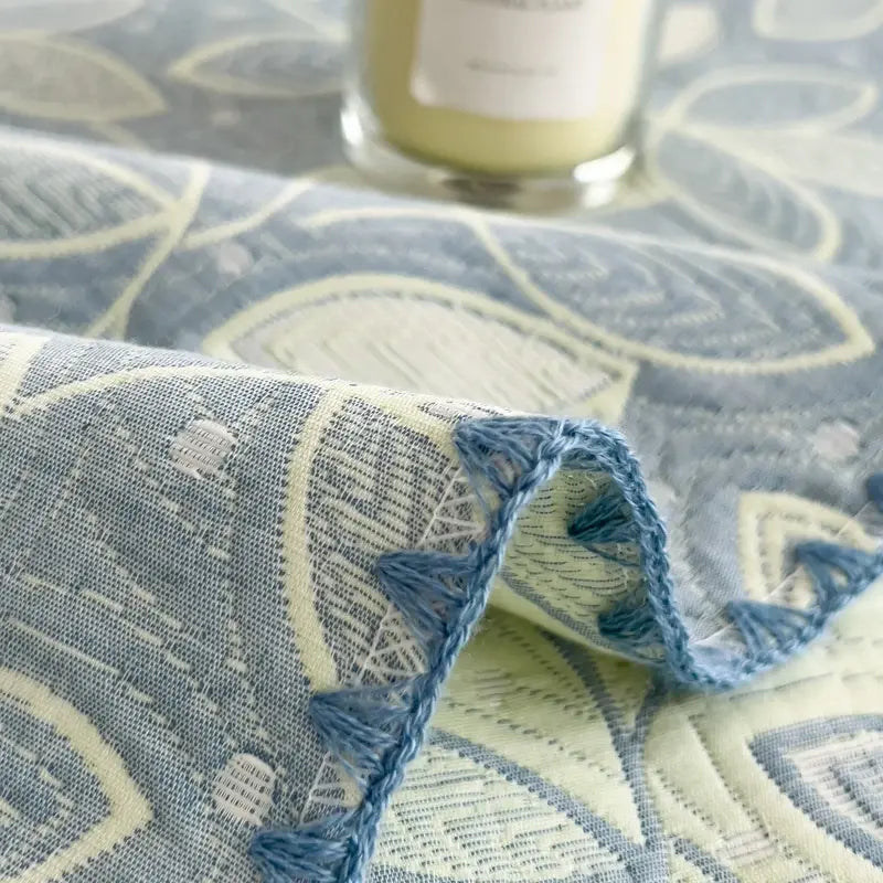 Elegant Leaf Cotton Layers Gauze Reversible Coverlet
