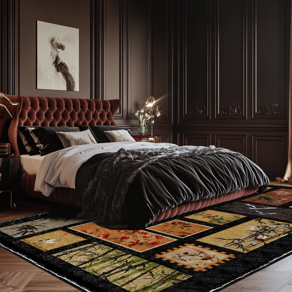 Floral Bird Soft Anti-slip Washable Area Rug