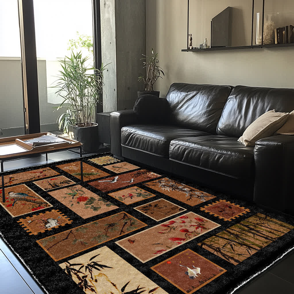 Floral Bird Soft Anti-slip Washable Area Rug