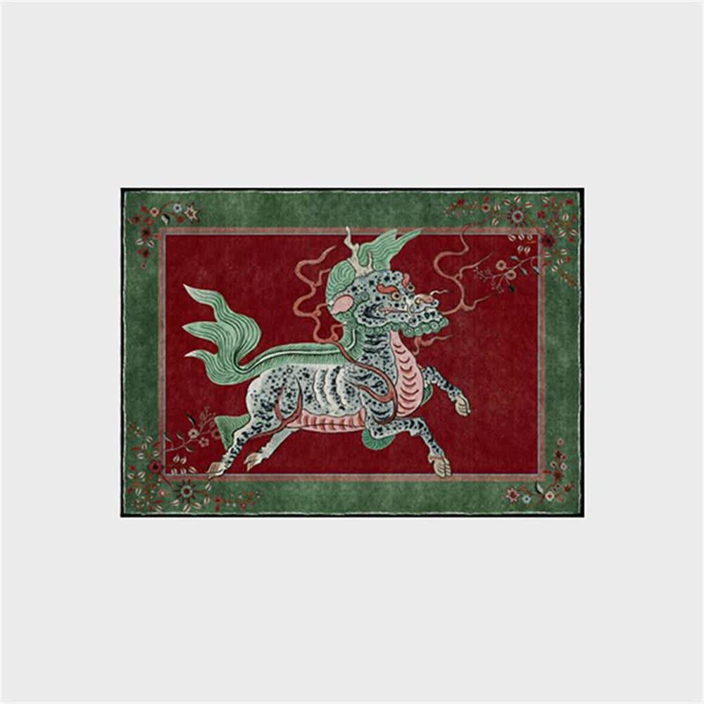 Oriental Retro Kirin Washable Soft Area Rug