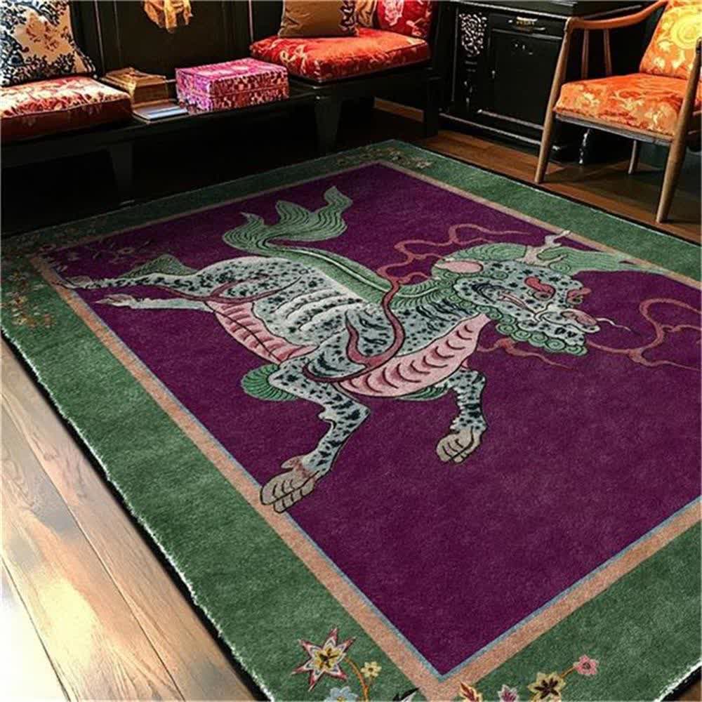 Oriental Retro Kirin Washable Soft Area Rug