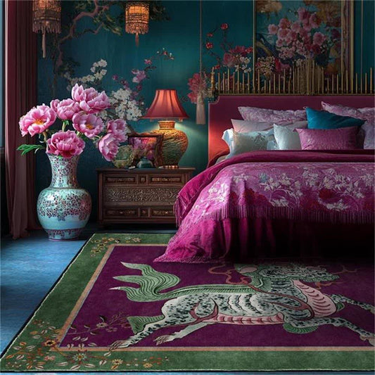 Oriental Retro Kirin Washable Soft Area Rug