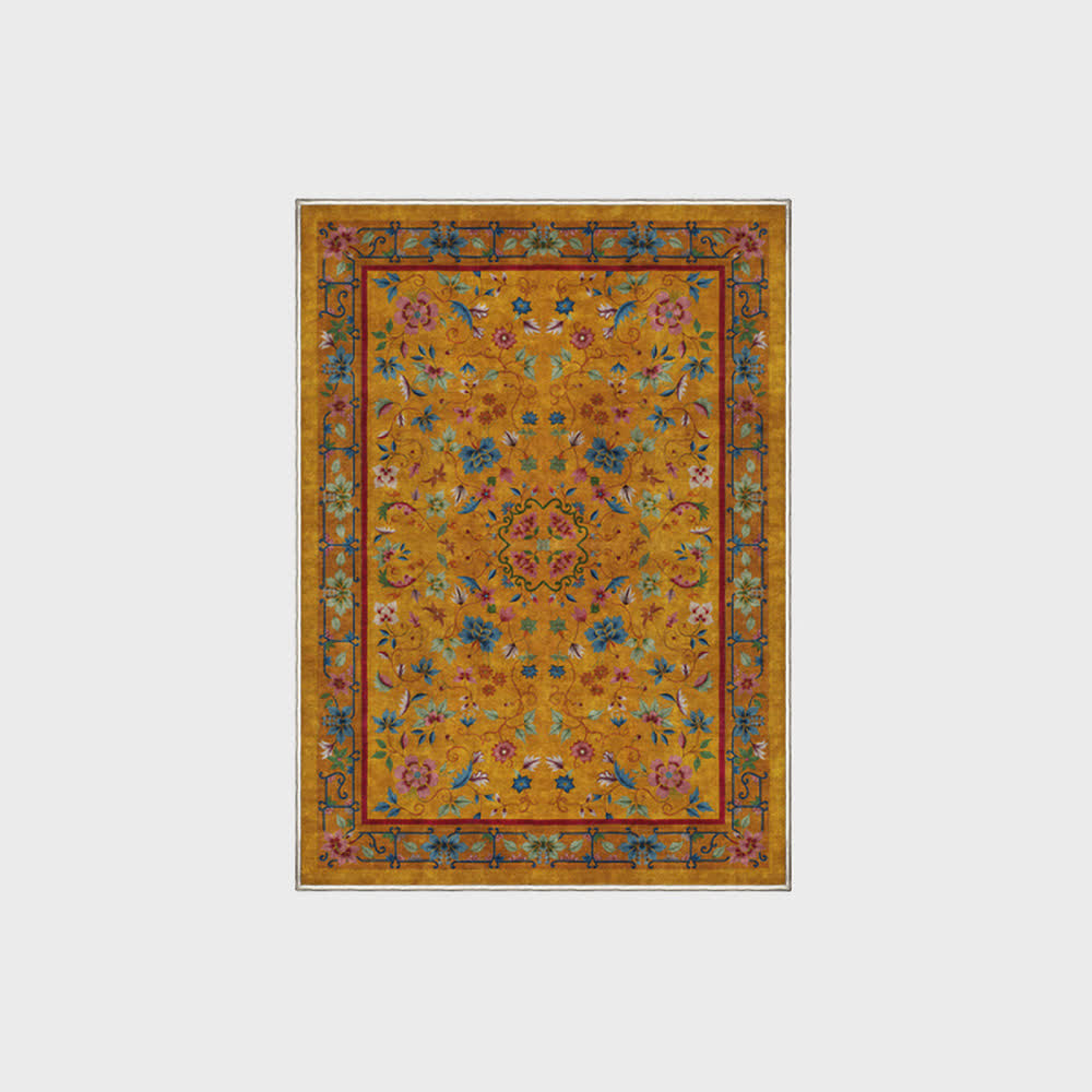 Anti-slip Washable Soft Vintage Floral Area Rug